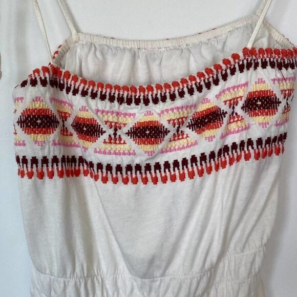 Sweetees Vintage Y2K White Boho Aztec Embroidered Knit Cami Tank Top Blouse - Picture 4 of 10